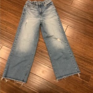 Distressed Wide-Leg Jeans